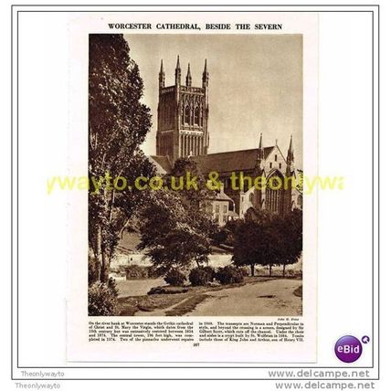 WORCESTER CATHEDRAL, WORCESTERSHIRE, Book Illustration, c1953