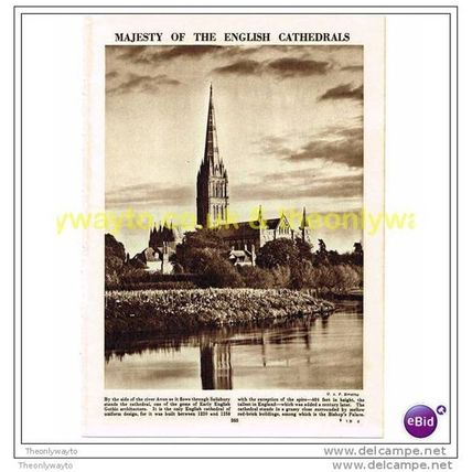 SALISBURY CATHEDRAL, WILTSHIRE, Book Illustration, c1953