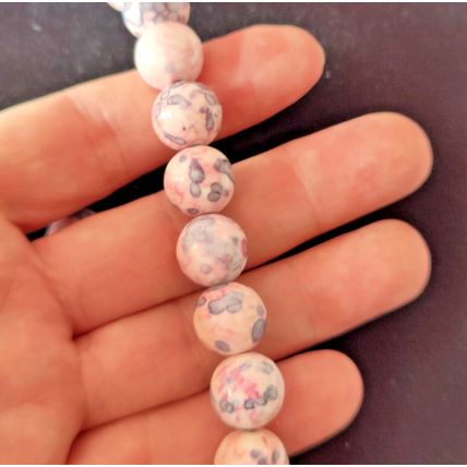 Pink Polished Agate 10mm Semi Precious Gem Stone Beads 33 Beads 15" String NB17