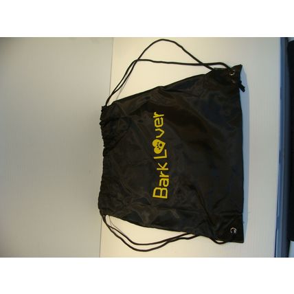 BARK LOVER DRAWSTRING BAG NEW BLACK & YELLOW 13 1/2" X 18 1/4"