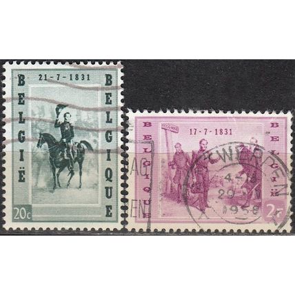 Belgique 1957 Michel 1065 - 1066 O Cote (2008) 0.55 € 125 Ans Arrivée de Roi