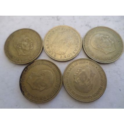 Spain - 10 differently dated - 1 peseta coins - date run 1969 / 1978