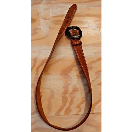 Old Navy Women's Belt Brown Medium Genuine Leather Embossed Knot Buckle