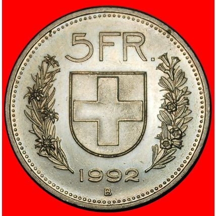 Ⰶ WILLIAM TELL (1922-2024): SWITZERLAND★5 FRANCS 1992B RARE★LOW START★NO RESERVE