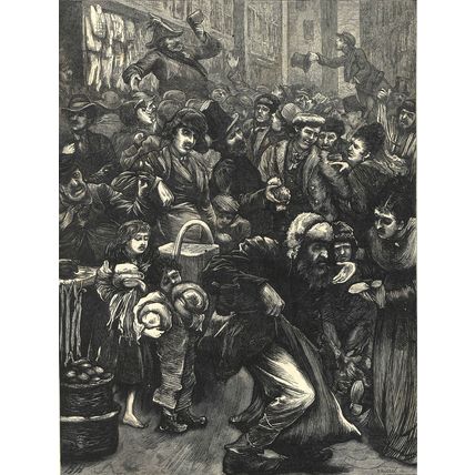 SUNDAY TRADING QUESTION 1872 Horace Harral VICTORIAN ENGRAVING