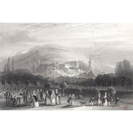 BADEN BADEN 1835 Albert Henry Payne - H. Bibby ANTIQUE ENGRAVING
