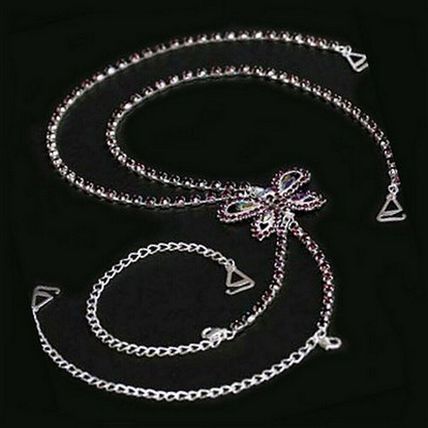 Bra Straps - Single Line w/ Rhinestone Butterfly Charm Cross-over on Back Sid...