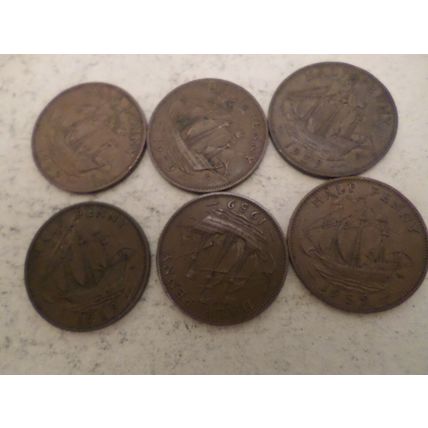UK / GB - 30 - 1/2d (half penny) coins - dated 1959
