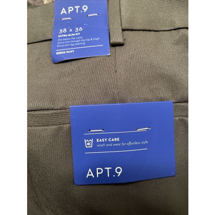 APT. 9 Men's Flat Front Dress Pants Easy Care Slim Fit Choose Your Size Gray