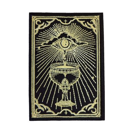 Cup Tarot Eye Iron/Sew On Patch Embroidered Mythical Pagan 9.0 cm x 6.2 cm P191