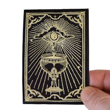 Cup Tarot Eye Iron/Sew On Patch Embroidered Mythical Pagan 9.0 cm x 6.2 cm P191