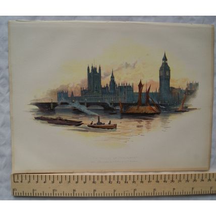 Vintage: coloured engraving - The Houses of Parliament