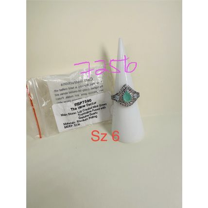 NIB Bomb Party Sz6 Ring RBP7590 Wow Factor LC Green Tourmaline/Quartz Rhodium Pl