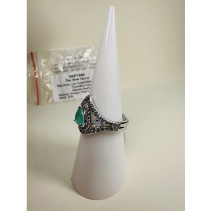 NIB Bomb Party Sz6 Ring RBP7590 Wow Factor LC Green Tourmaline/Quartz Rhodium Pl