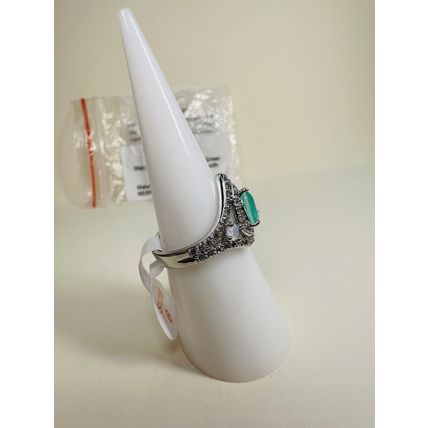 NIB Bomb Party Sz6 Ring RBP7590 Wow Factor LC Green Tourmaline/Quartz Rhodium Pl
