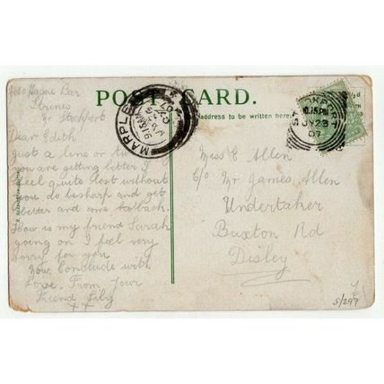 Miller's Dale near Buxton BUXTON COAT of ARMS MARPLE & STOCKPORT postmarks 1907