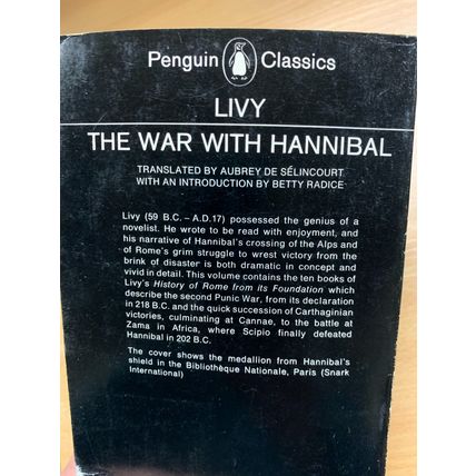 RARE* 1975 "A WAR WITH HANABAL" HISTORY OF ROME LIVY PAPERBACK BOOK (P3)