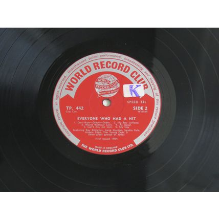 VARIOUS ARTISTS, EVERYONE WHO HAD A HIT VINYL LP.