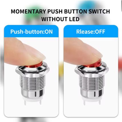 12mm High Top Metal Momentary Push Button ON/OFF Switch Waterproof 1 x 6 colours