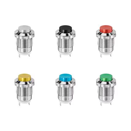 12mm High Top Metal Momentary Push Button ON/OFF Switch Waterproof 1 x 6 colours
