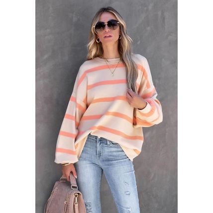 Stripe Striped Drop Shoulder Pullover Sweatshirt
