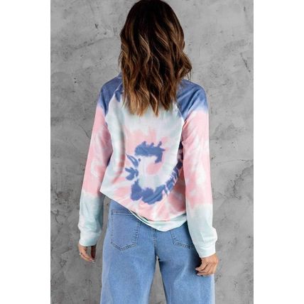 Multicolor Ombre Tie Dye Loose Leisure Sweatshirt