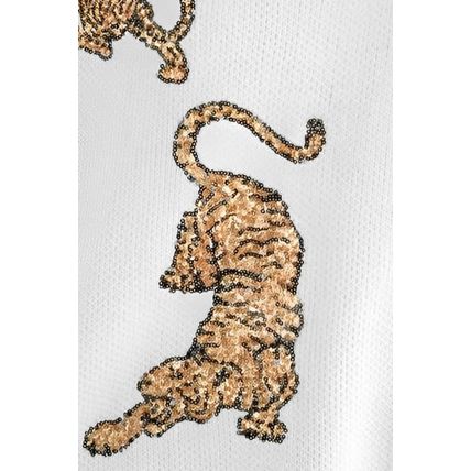 White Frayed Sequin Tiger Sweater