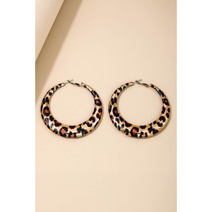 Brown Bold Leopard Ring Hoop Earrings
