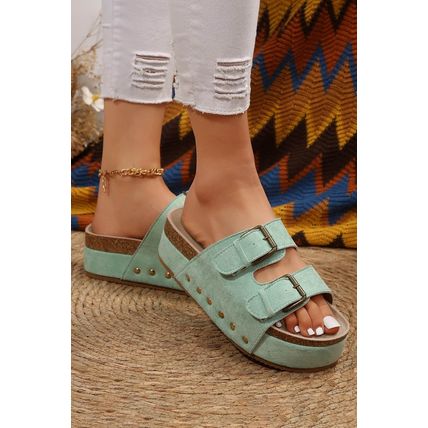 Suede Buckle Decor Footbed Sandal Slippers