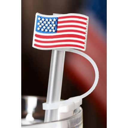 White American Flag Print PVC Soft Plastic Straw Lid