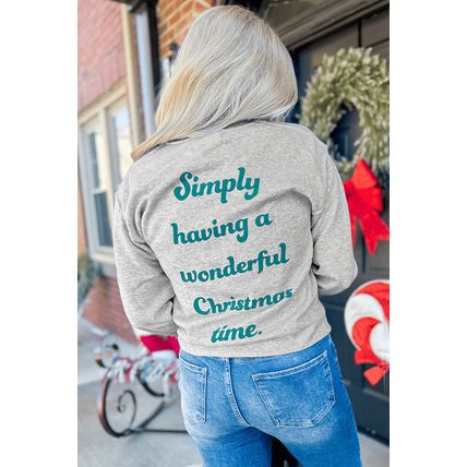 Gray 2-side Printed Christmas Tree Letter Graphic Sweatshirt