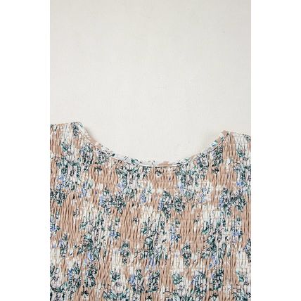 Khaki Maple Grove Floral Smocked Puff Sleeve Long Dress