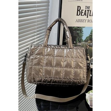 Gold Large Capacity Quilted Puffer Tote Bag