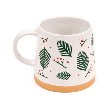 Pine Sprigs & Berries Tapered Stoneware Mug 9 CM Ceramic Gift Tableware Boxed