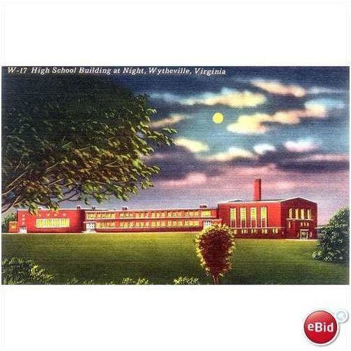 1950's Wytheville Virginia High School Building, at night