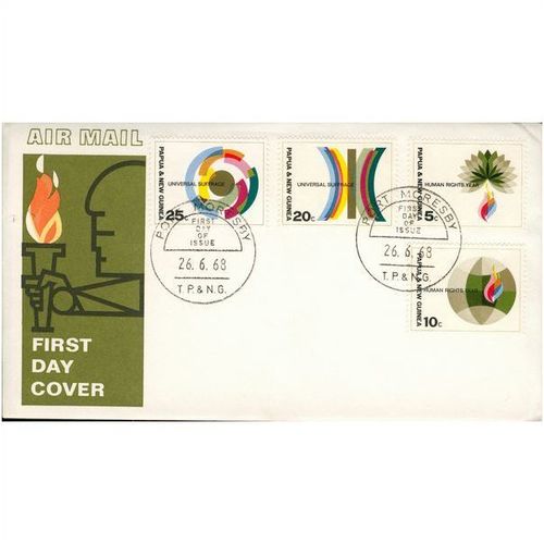 Papua New Guinea FDC 1968 - SG 133/6 - Human Rights Year & Universal Suffrage