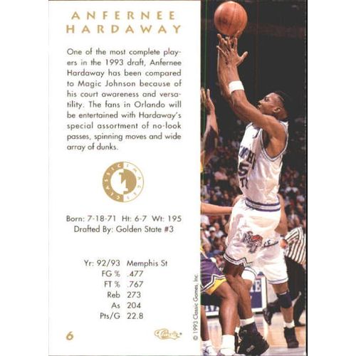 1993 Classic Images Anfernee Hardaway #6