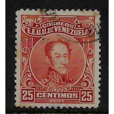 VENEZUELA 1915 25c RED SIMON BOLIVAR SG 384 FINE USED#