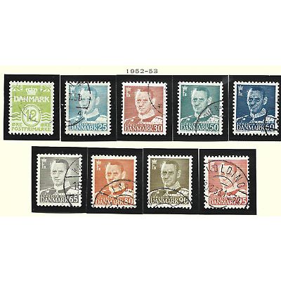 Denmark Stamps Scott #333 To 341, Used