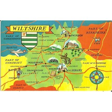 WILTSHIRE Map Postcard (Photo Precision PT15727)