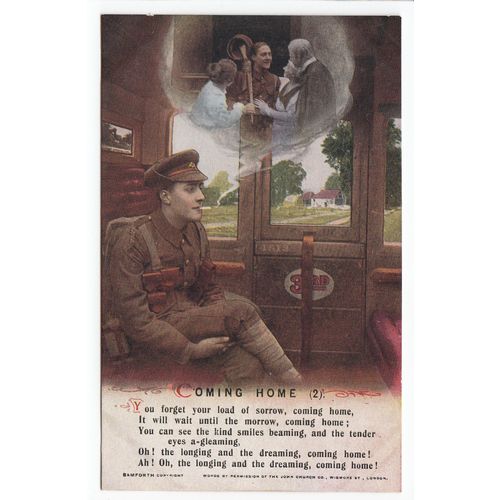 Soldier Coming Home Bamforth Song Card Postcard 5007/2