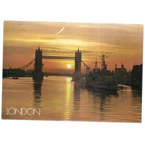 THAMES AT NIGHTFALL, LONDON unused postcard vgc =