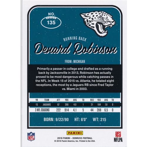 2016 Donruss Football 135 Denard Robinson Jacksonville Jaguars