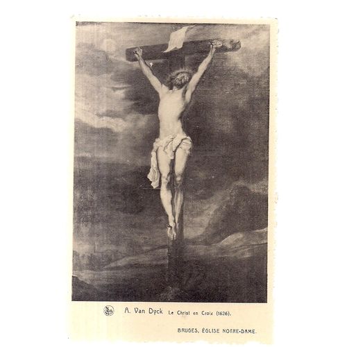 CHRIST ON THE CROSS by A Van Dyck unused vintage postcard Bruges, Notre Dame =