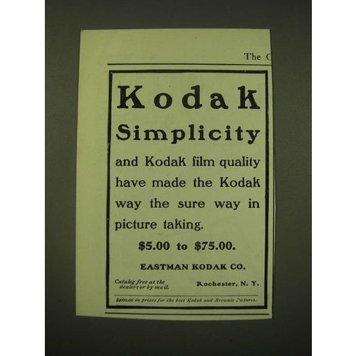 1902 Eastman Kodak Ad - Kodak Simplicity and Kodak film quality