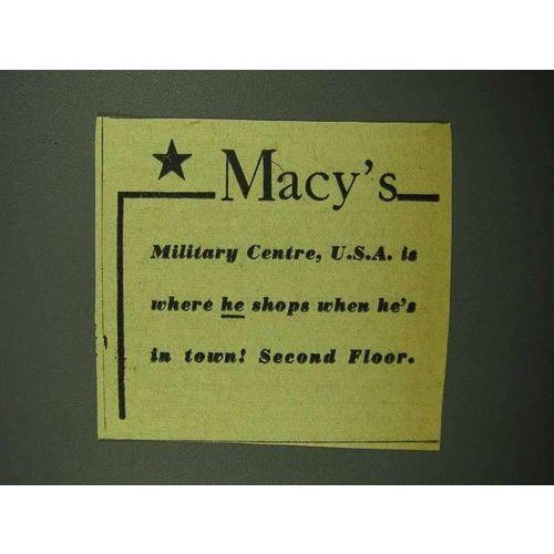 1943 Macy's Department Store Ad - Military Centre