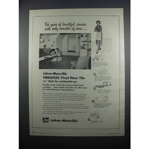 1954 Johns-Manville Ad - Terraflex Vinyl Floor Tile