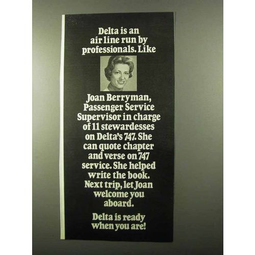 1971 Delta Airlines Ad - Professionals Joan Berryman
