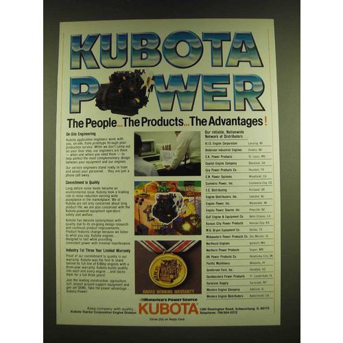 1990 Kubota Engines Ad - Kubota Power the peopleÉ the productsÉ the advantages!
