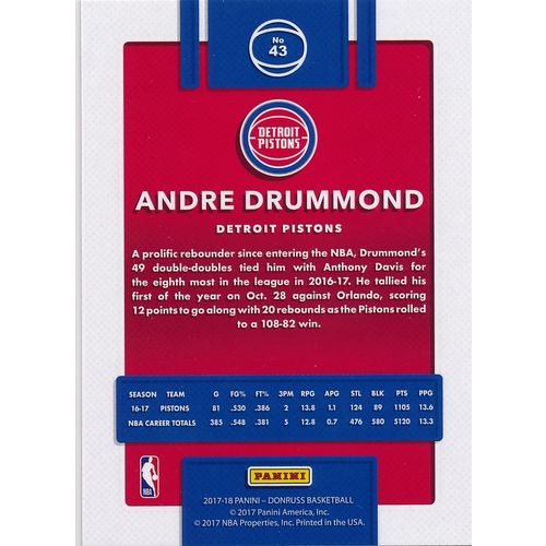 2017-18 Donruss 43 Andre Drummond Detroit Pistons